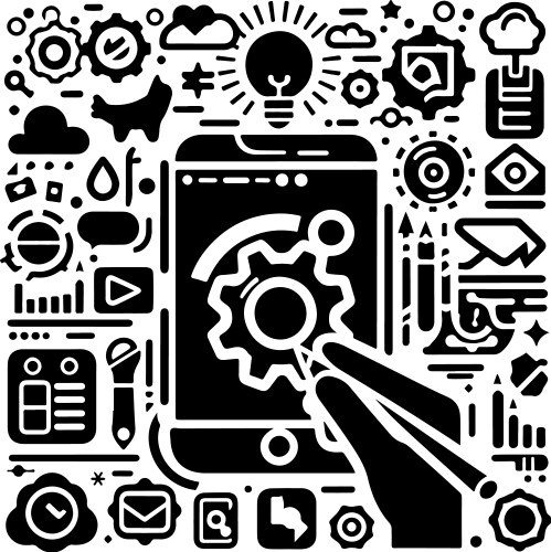 Hands using mobile phones with various app icons vector image