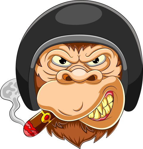 Scary monkey wearing helmet racer Vector Image