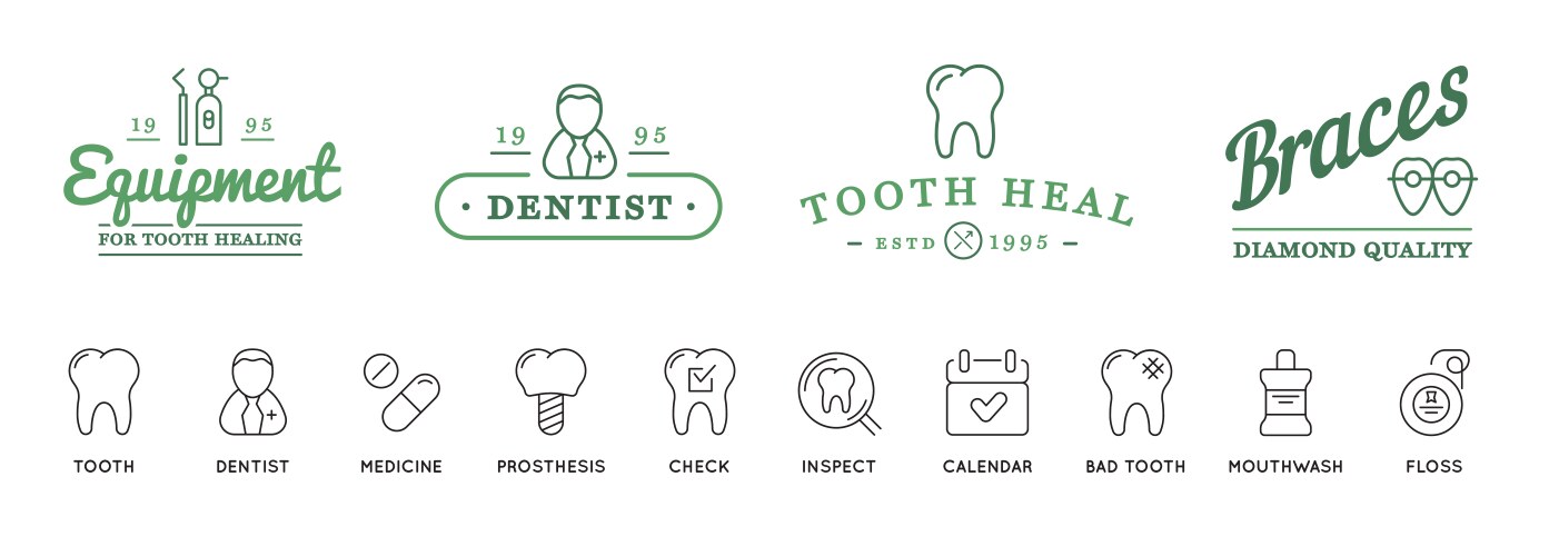 Set of dental signs and icons template vector image