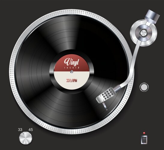 Vintage Turntable Record Player Vector Image