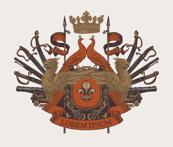 Medieval heraldic coat arms in vintage style Vector Image