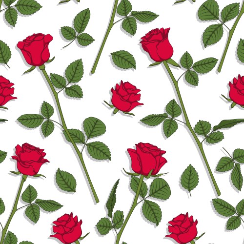 Seamless pattern with red roses beautiful Vector Image