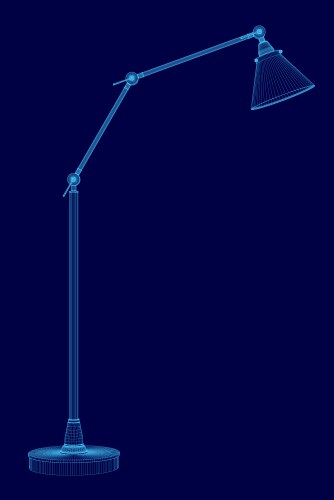 Task table desk lamp wireframe 3d side view vector image
