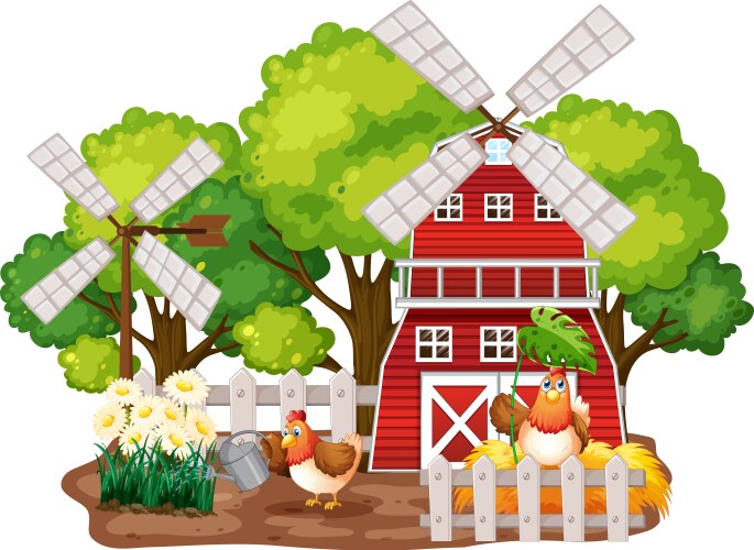 Farm theme background with animals Royalty Free Vector Image