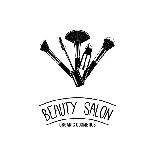 Makeup Brushes & Salon Logo Vector Image