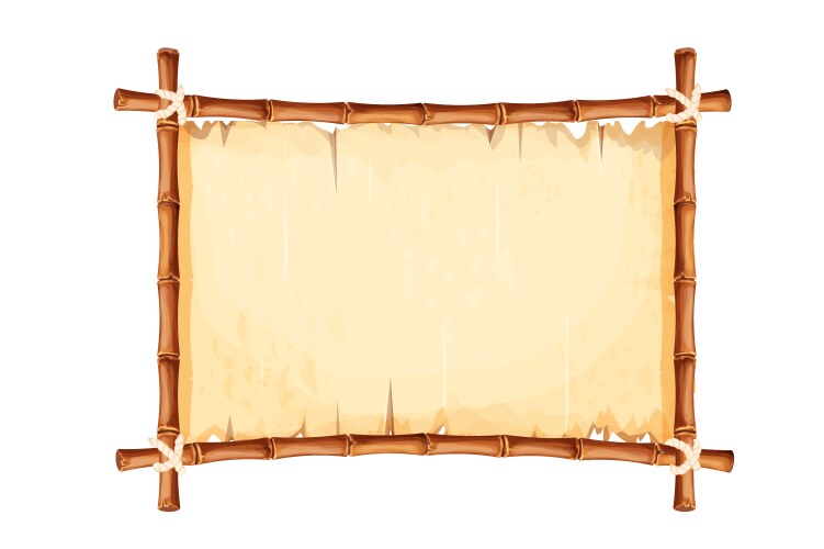 Bamboo frame with old parchment paper decorated vector image