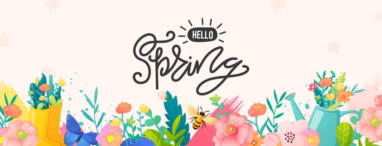 Spring Floral Border & Text Banner Vector Image