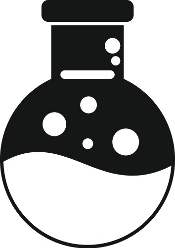 Round bottom flask containing bubbling liquid icon vector image