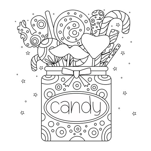 A jar sweets template for coloring book Vector Image