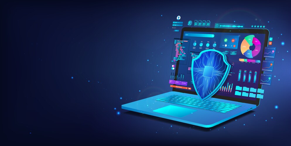 Hacker with laptop hacking Royalty Free Vector Image