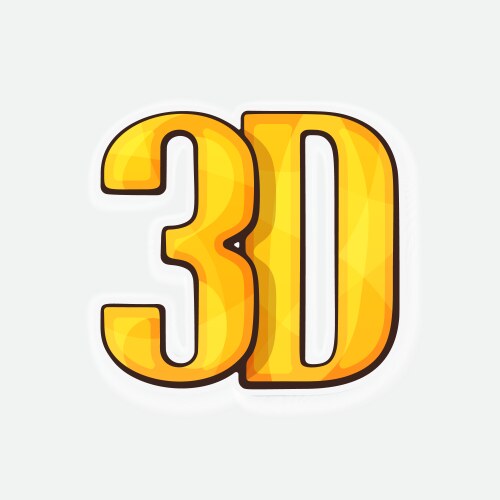 abbreviation 3d for three-dimensional film icon vector image