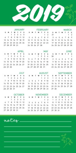 2019 calendar vector image