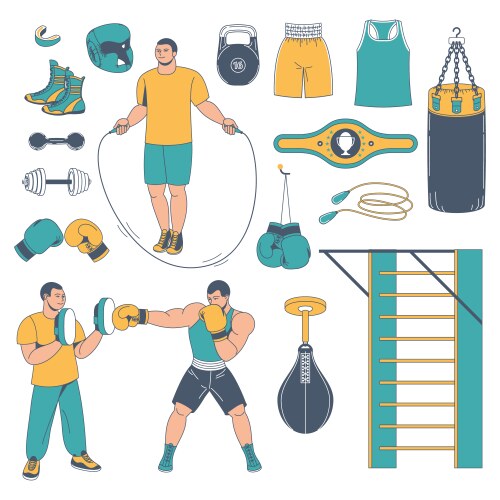 Fitness tools flat set Royalty Free Vector Image