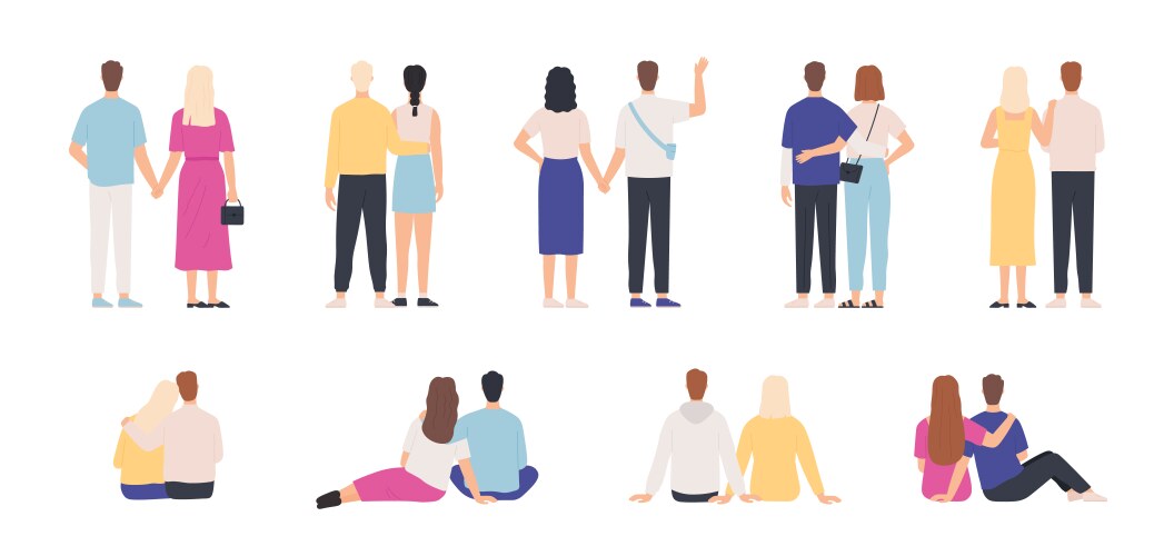 Couple Back View - Hugging – Royalty-Free Vector | VectorStock