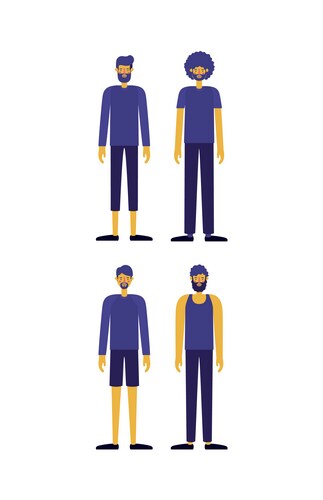 Group men retro styles characters – Royalty-Free Vector | VectorStock