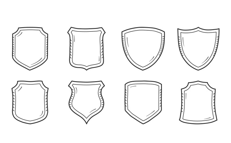 hand drawn shields vector image vector image