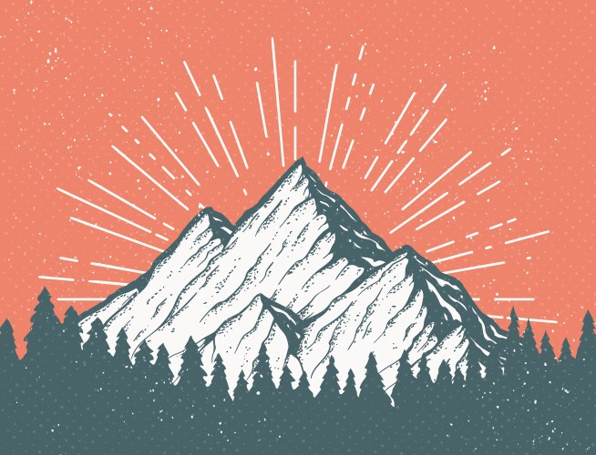Hand drawn mountain Royalty Free Vector Image - VectorStock