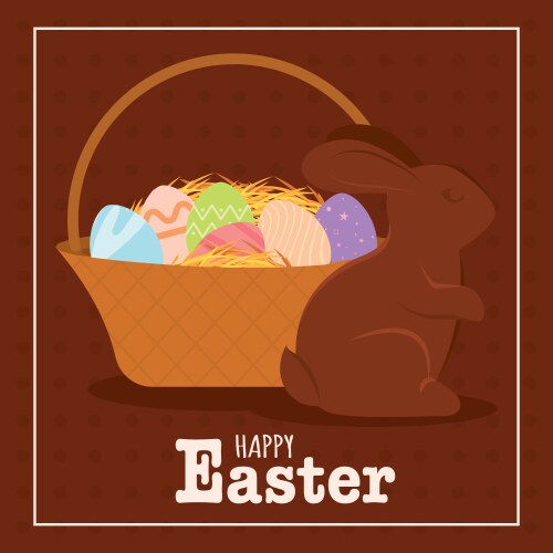 Happy easter card decorated eggs Royalty Free Vector Image
