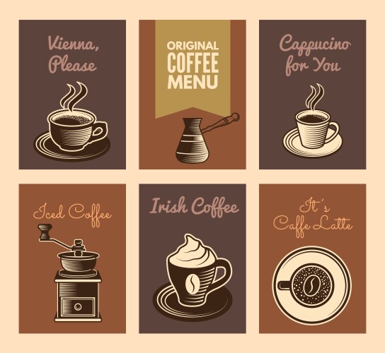 Coffee cards templates for design menu cafe vector image