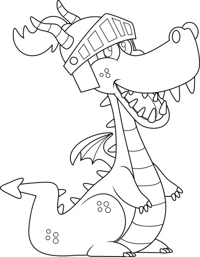 Outlined cute dragon cartoon character Vector Image