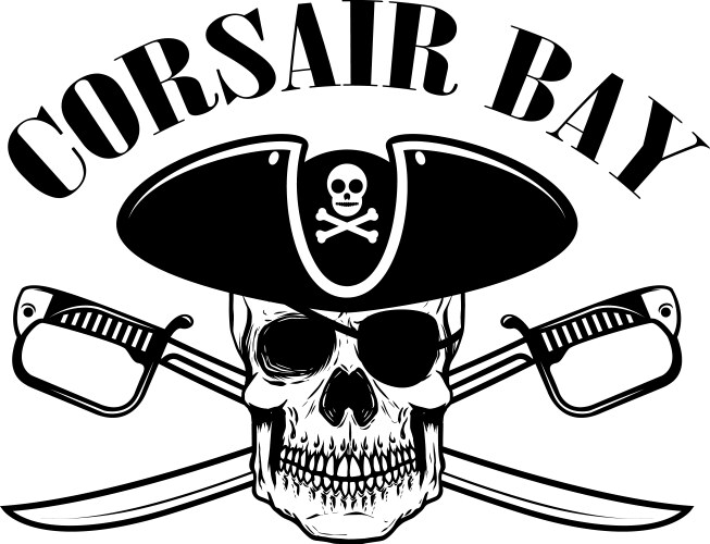 Pirates emblem template with swords and pirate Vector Image