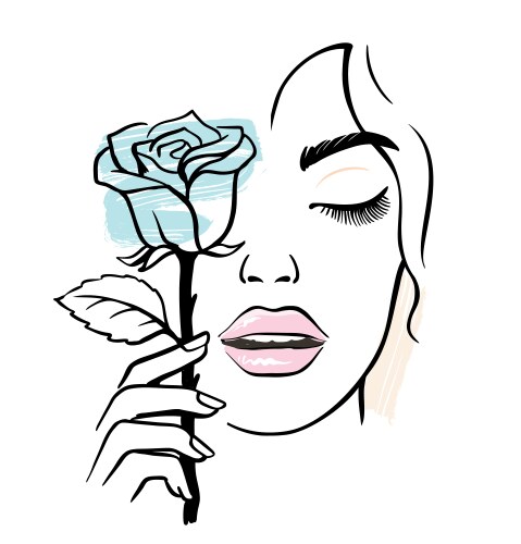 Elegant Girl with Rose Vector Image