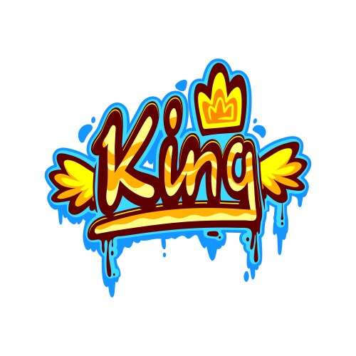 king graffiti street art urban style wall tag vector