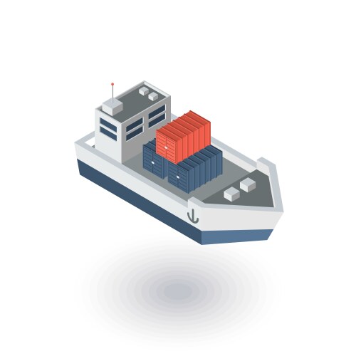 Cargo ship unloading in seaport isometric Vector Image