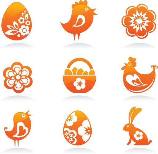 Easter icons set of flat symbols Royalty Free Vector Image