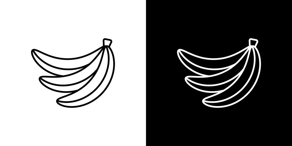 Banana Outline Icon - Simple Pixel Art Vector Image