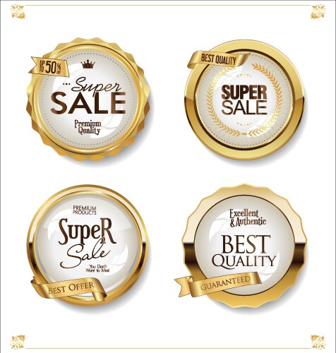 golden sale labels retro vintage design vector image