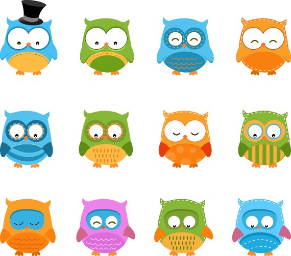 Cute owls set Royalty Free Vector Image - VectorStock