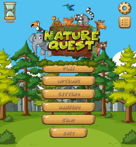 Background design for computer game with forest vektorbild