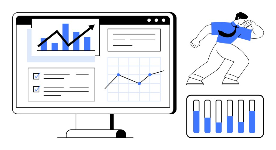 Data analytics dashboard with graphs bar chart vector image
