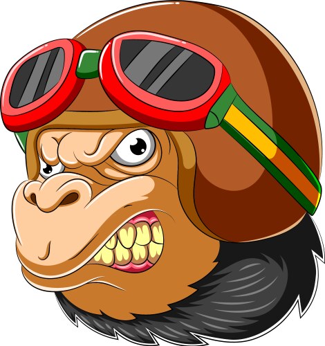 Gorilla wearing helmet racer Vector Image