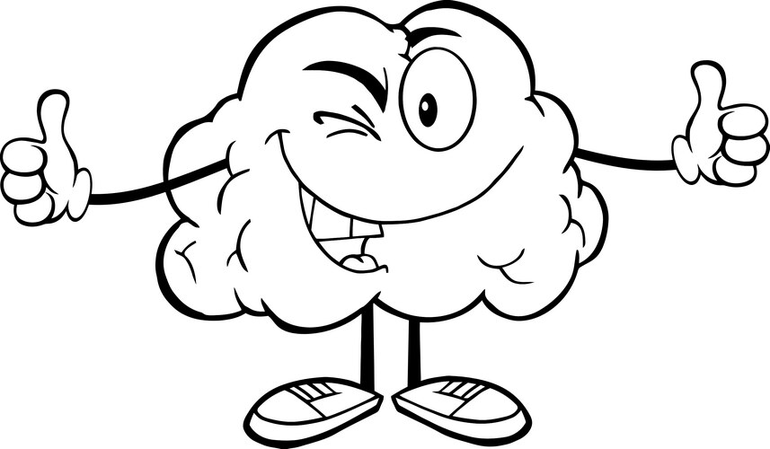Cartoon Brains and Thought Bubbles Vector Image
