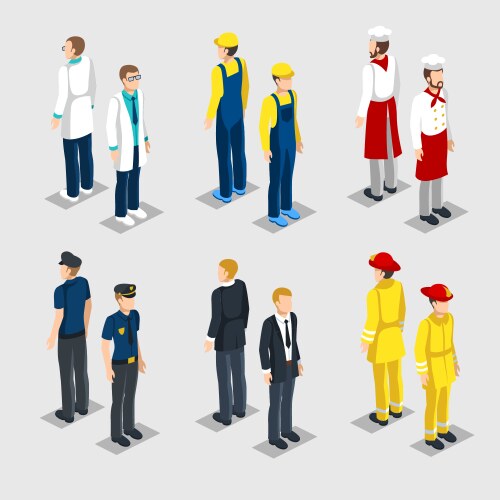 Isometric fireman under Royalty Free Vector Image