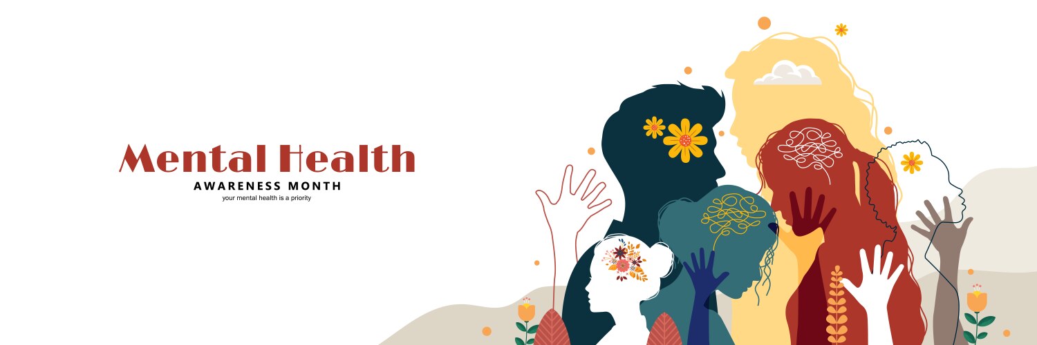 Mental Health Awareness Month Banner Vector Image