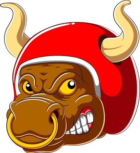 Bull wearing helmet racer Vector Image