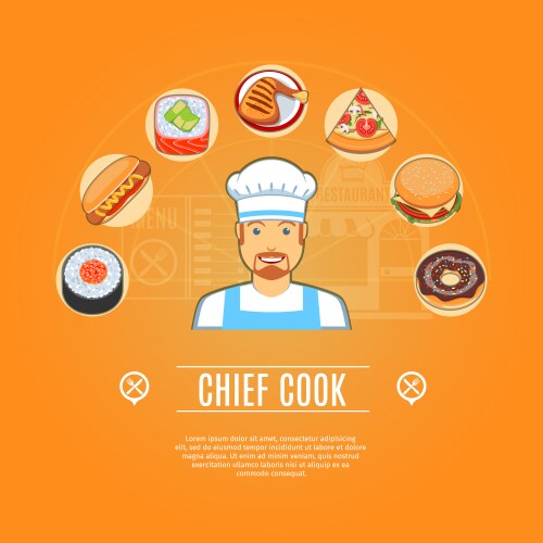 Chief cook concept icons vector image