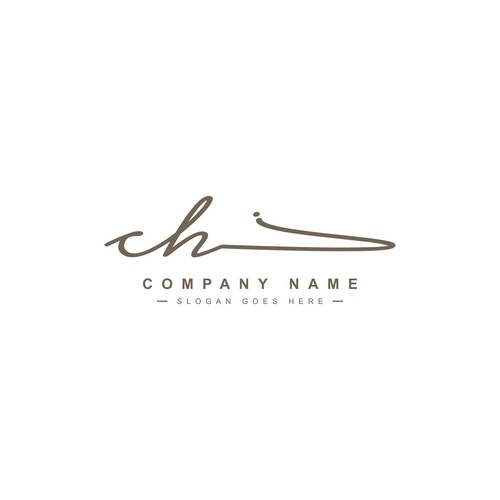 Initial letter ch logo - handwritten signature Vector Image