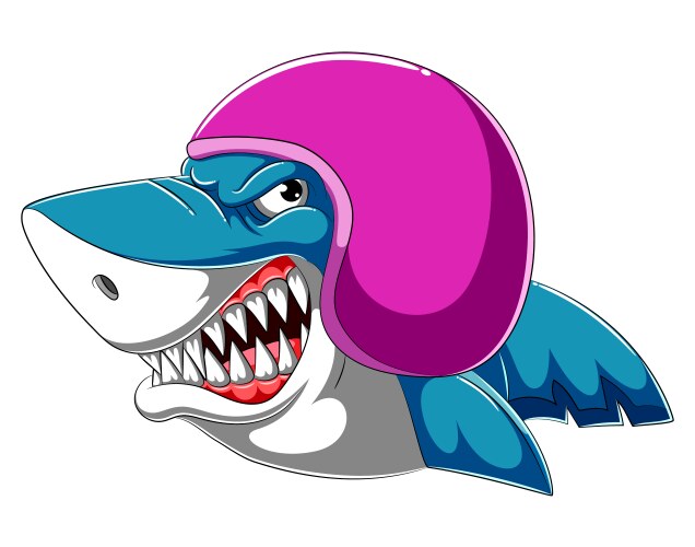 Shark Racer with Helmet Vector Image