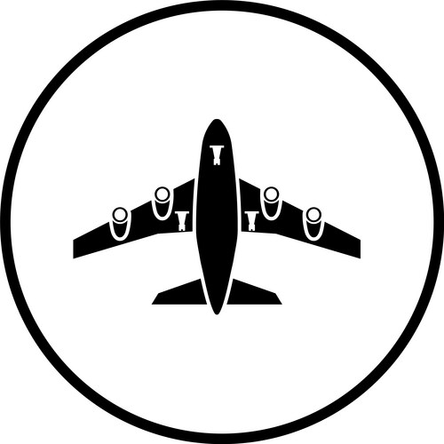 Airplane takeoff circled icon Royalty Free Vector Image