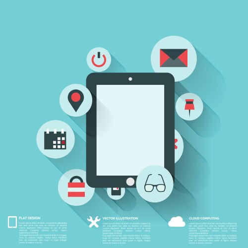 Flat abstract background with web icons interface vector image