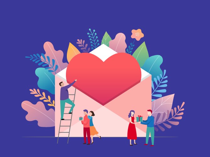 happy valentines day love letter concept big vector image