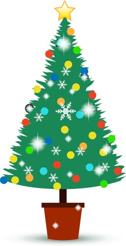 Christmas pine tree with star lights and balls Vector Image