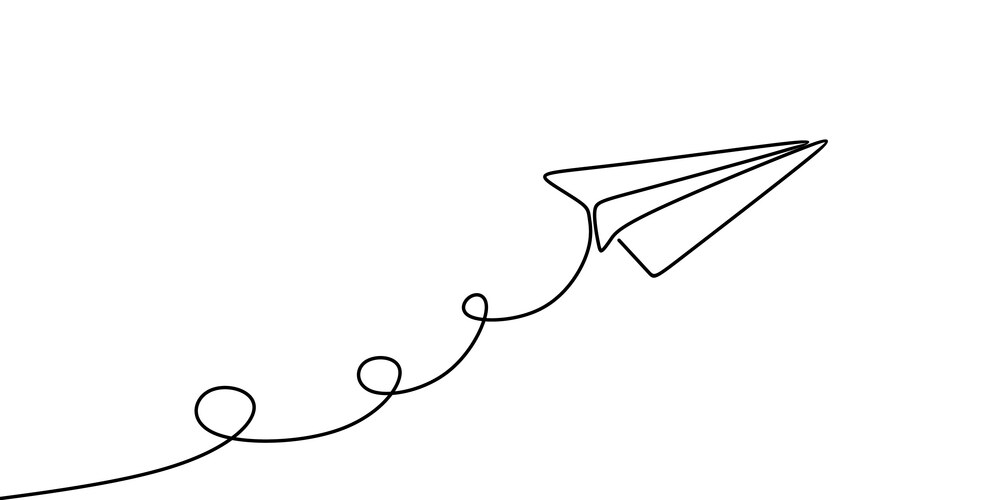 Paper Plane Continuous Line Art Vector Image