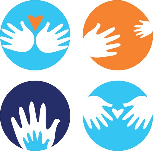 Helping Hands Icons Vector Image