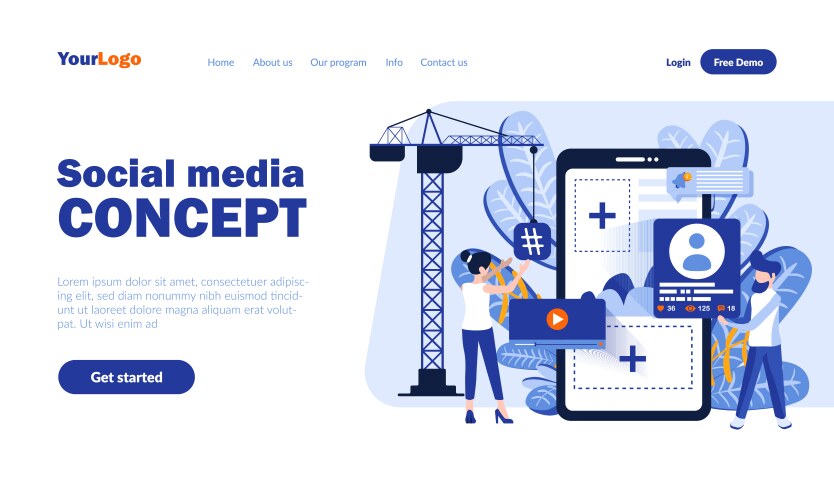 social media landing page template vector image