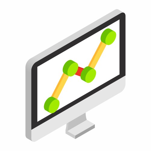 Graph on the computer monitor isometric 3d icon vector image